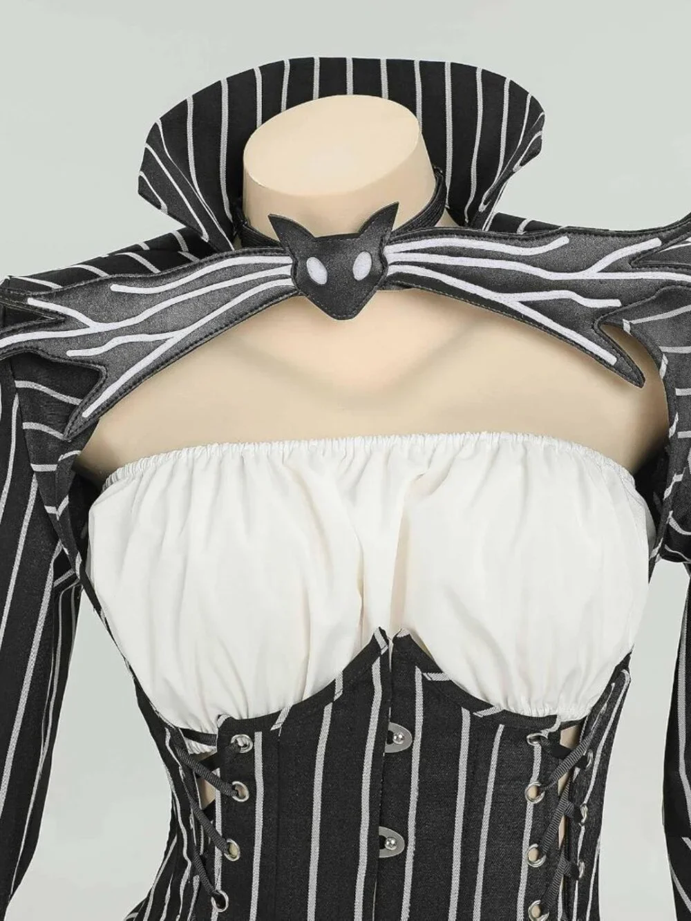 Gothic Halloween Cosplay Costume Set - Long Sleeve Tube Top, Skirt & Gloves